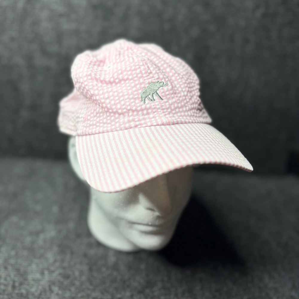 TuskWear Collection Pink Seersucker Elephant Logo Baseball‎ Cap Hat One Size